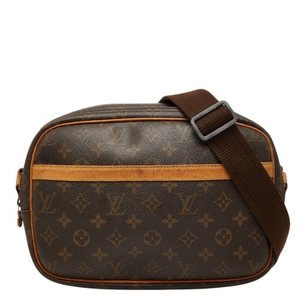 LOUIS VUITTON Authentic Brown Monogram Leather Shoulder Bag